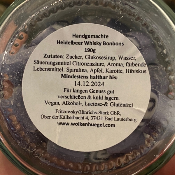 FOOD - Heidelbeer Bonbons 190g Glas